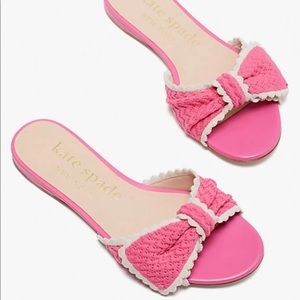 Kate Spade New York Barbie hot Pink and White bow slide Sandals